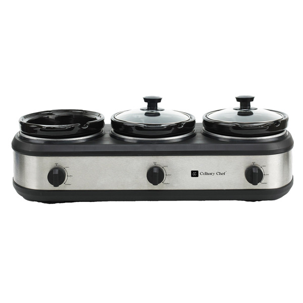 Culinary Chef Triple Slow Cooker - Stainless Steel