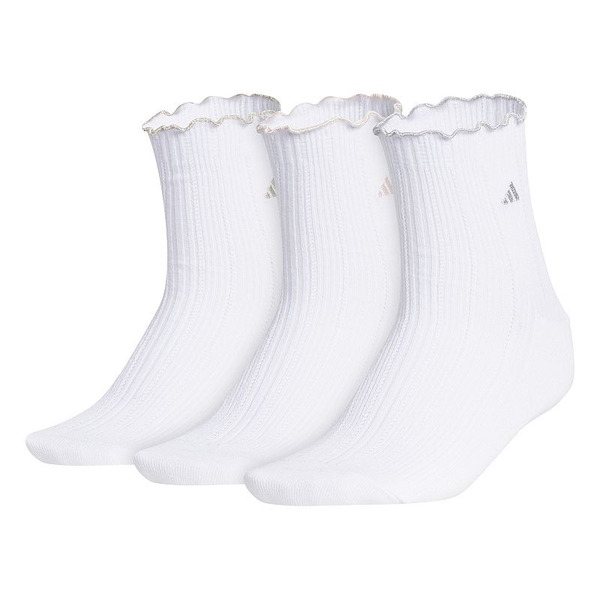 adidas Women's Originals Ruffle Quarter Socks, M - White/Cyber Metallic
