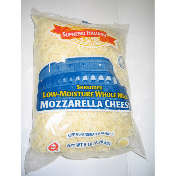 Supremo Italiano - Shredded Whole Milk Mozzarella Cheese - 5 lbs