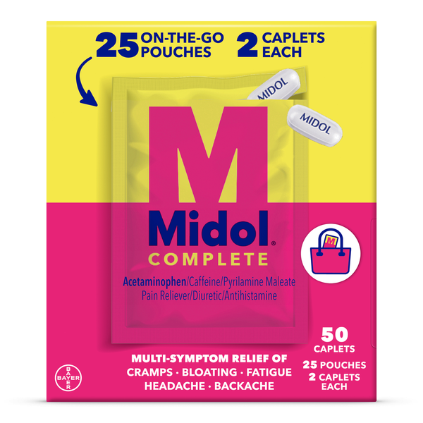 Midol Complete Acetaminophen Caplets, 2 caplets, 25 ct Same-Day