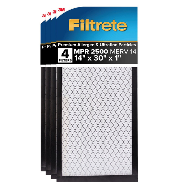 Filtrete Air Filter 1”, MPR 2500 MERV 14, High Performance Premium Allergen, Ultrafine Particles,