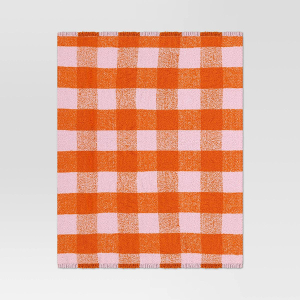 Enlarge Alternative view of Room Essentials Cozy Woven Check Throw Blanket - Pink & Orange (opens in a new tab)