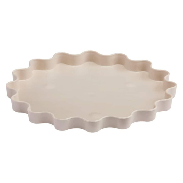 Vigoro 6.24 In. W X 0.5 In. H Wavy Beige Resin Indoor Decorative Saucer