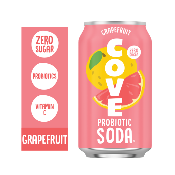 Cove Zero Sugar Probiotic Soda, Grapefruit