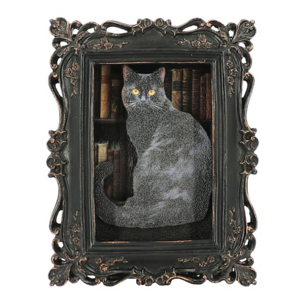 Ashland Black Cat Tabletop Block in Ornate Frame