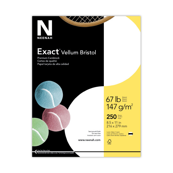 Neenah Exact 67lb Vellum Bristol Cover Cardstock - White - 8 1/2" x 11"