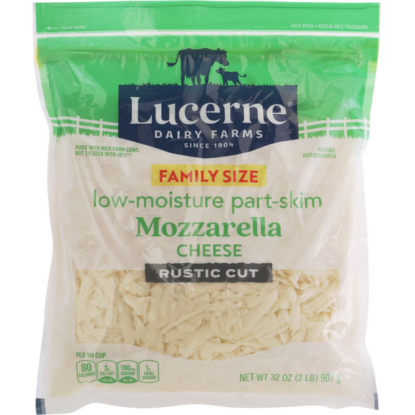 Lucerne Cheese, Mozzarella, Rustic Cut, Family Size
