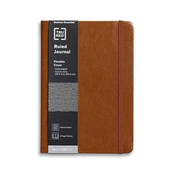 TRU RED Flexible Cover Narrow Ruled Journal, 5.5 x 8 in - Cognac
