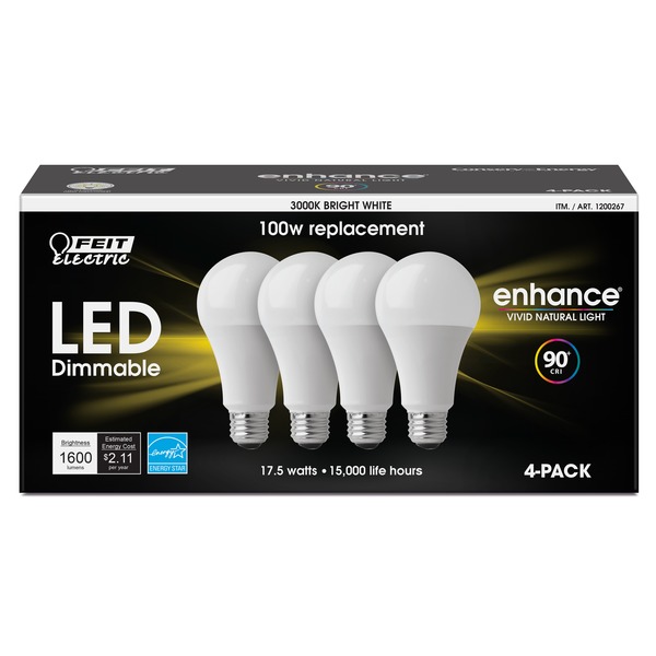 Costco Feit Electric P 288 Dimmable LED 3000K Bright White 100 W Replacement 17.5 W LIght Bulbs