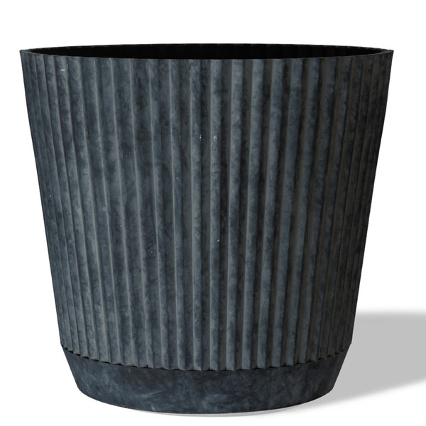 Style Selections 17.5-in W x 17.5-in L x 16-in H Antique Basalt Recycled plastic Round Indoor Planter