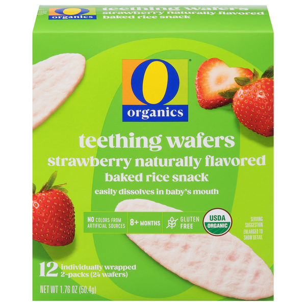 O Organics Teething Wafers, Strawberry Naturally Flavored, 8+ Months
