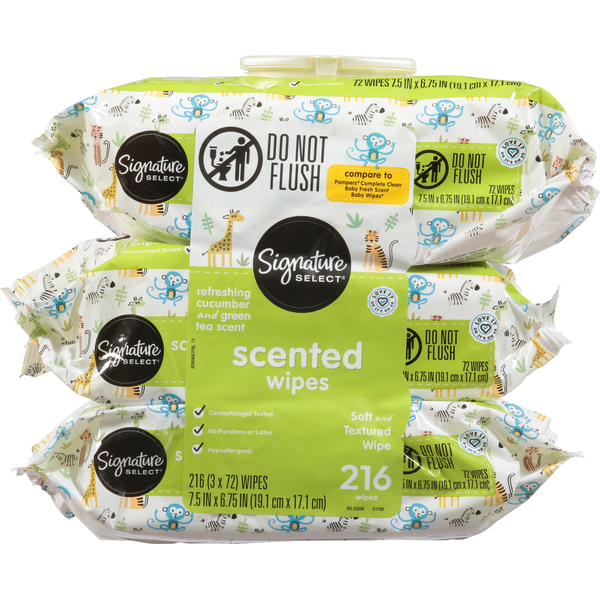 Signature SELECT Scented Refreshing Cucumber and Green Tea Scent Wipes