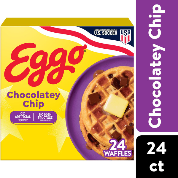 Eggo Chocolatey Chip Waffles, Breakfast Food, Family Pack, 24 Count