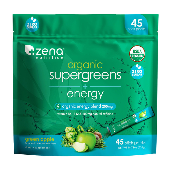 Zena Supergreens Plus Energy, 45 Stick Packs