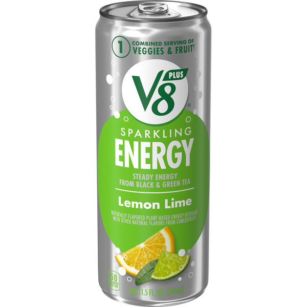 V8 +Energy Sparkling Lemon Lime Juice Energy Drink