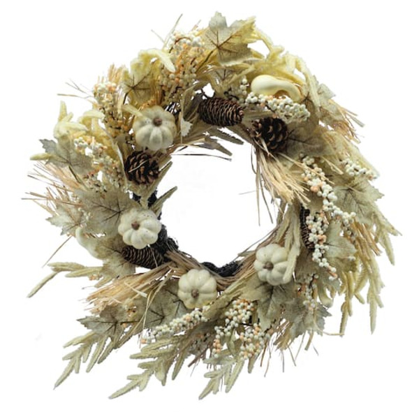 Ashland Cream Heather & Pumpkin Wreath