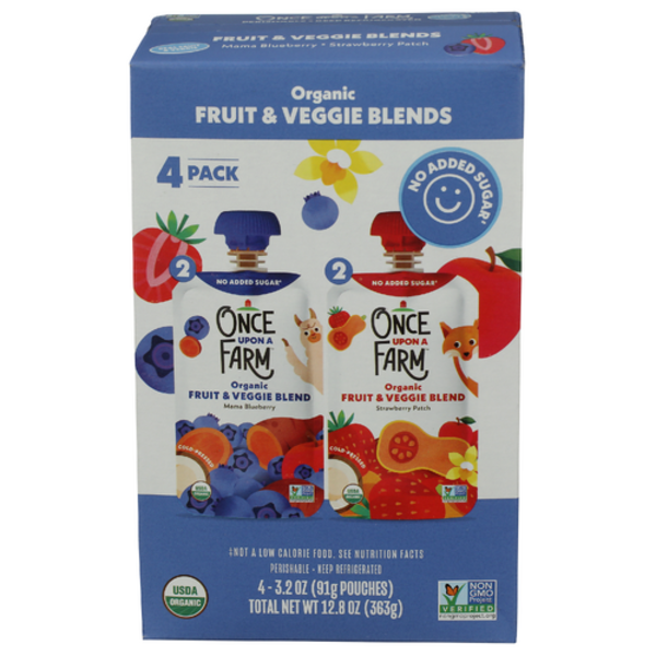 Once Upon A Farm Organic Fruit & Veggie Blends 4 Pack