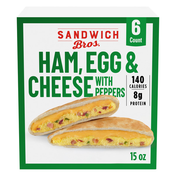 Sandwich Bros. Ham, Egg & Cheese with Peppers, Frozen Breakfast