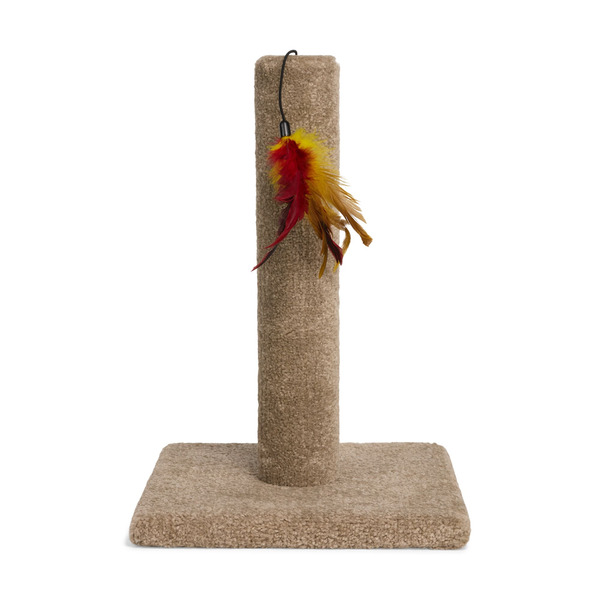 Every Yay Carpeted Cat Scratch Post With Feather Toy