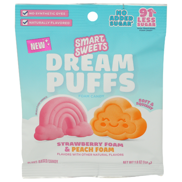 Smart Sweets Strawberry & Peach Dream Puffs Foam Candy