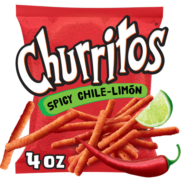 Churritos Spicy Chile-Limon 4 oz Snack Size Bag, Hot Chili Pepper