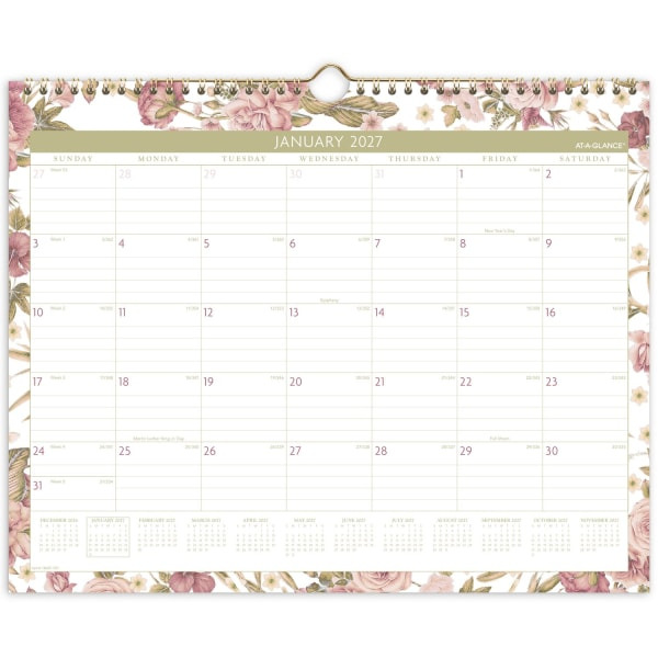 AT-A-GLANCE Badge 2027 Monthly Wall Calendar, 15 x 12 in - Floral