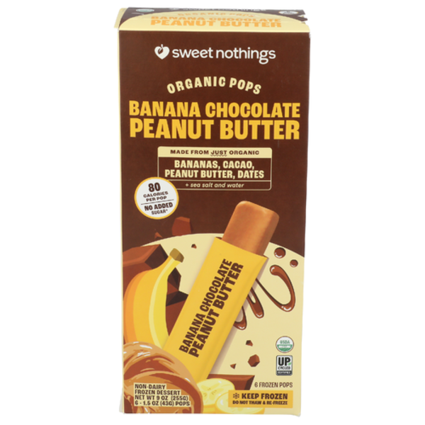 Sweet Nothings Organic Banana Chocolate Peanut Butter Dessert Pop 6 Pack