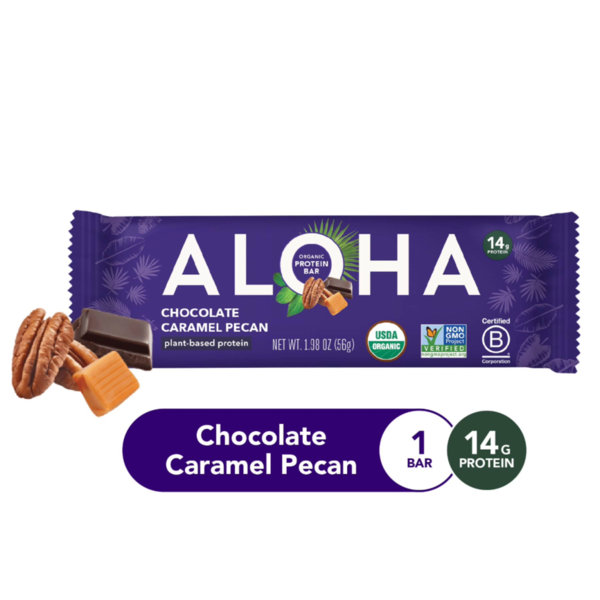 Aloha Organic Chocolate Caramel Pecan Plant-Based Protein Bar Same
