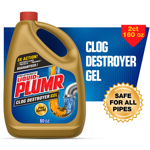 Liquid-plumr 80 Oz. Pro Strength Full Clog Destroyer And Drain Cleaner Plus Pipeguard (2-pack)