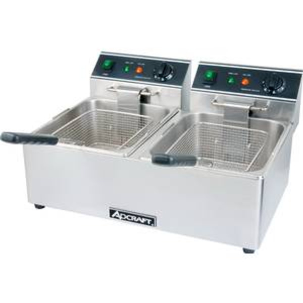 Adcraft - #DF-6L/2 Electric Counter Top Deep Fryer, Dual Pot 120V - 15 lb