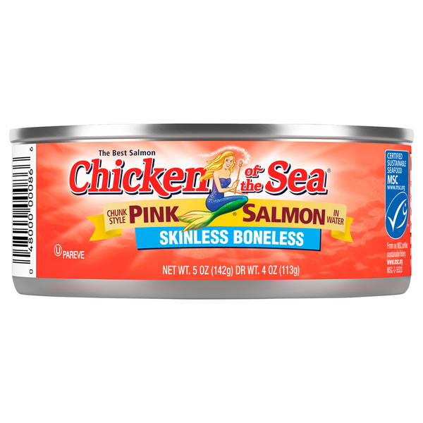 Chicken of the Sea Salmon, Pink, Chunk Style, Skinless Boneless