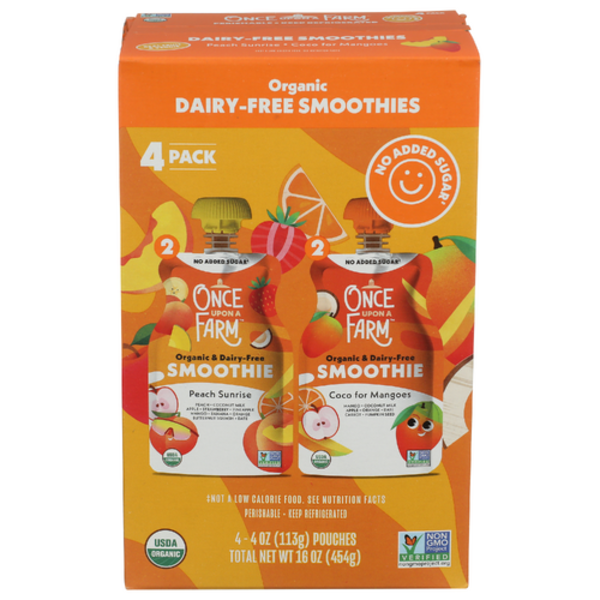 Once Upon A Farm Organic Peach & Mangoes Dairy Free Smoothies 4 Pack