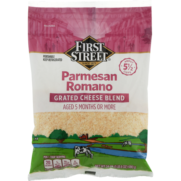 First Street Grated Cheese Blend, Parmesan Romano