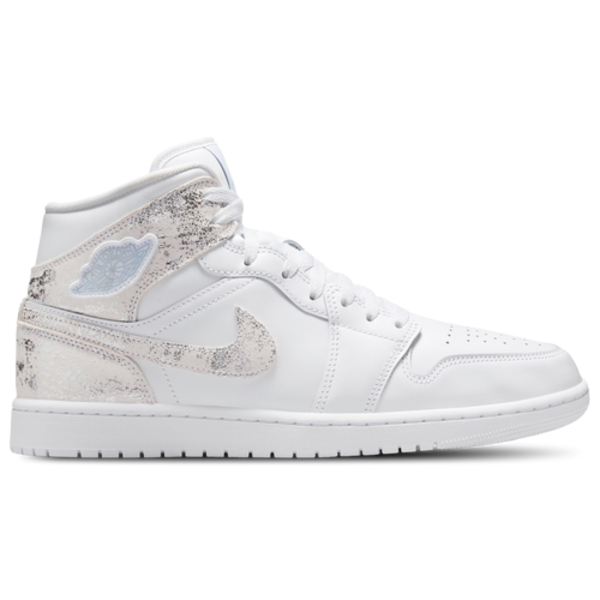 Nike Men's Air Jordan Retro 1 Mid SE Casual Shoes, Size 10 - White/White/White/Field Silver