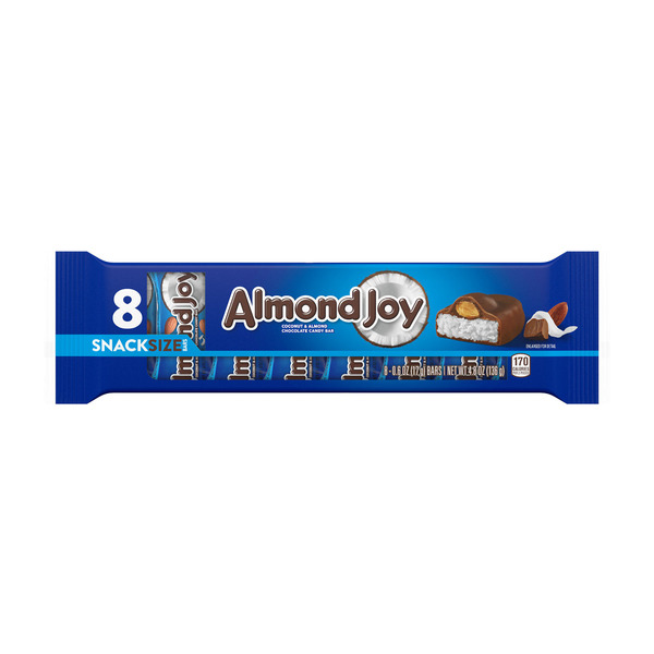 ALMOND JOY Coconut and Almond Chocolate Snack Size, Candy Bars, 0.6 oz (8 Count)