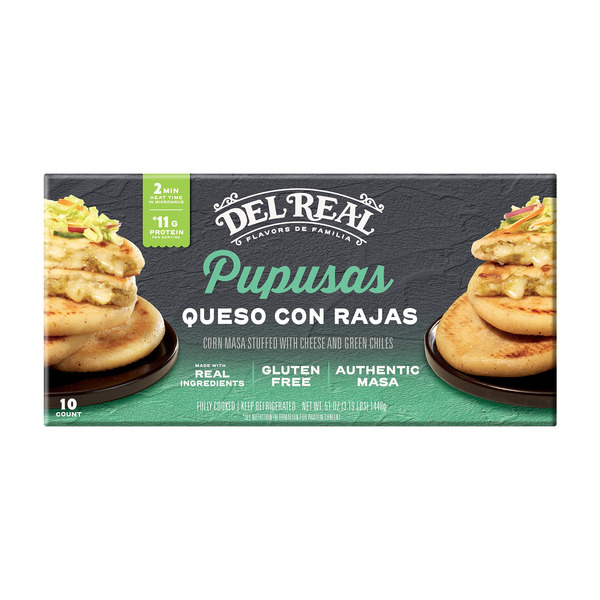 Del Real Queso Con Rajas Pupusas, 10-count
