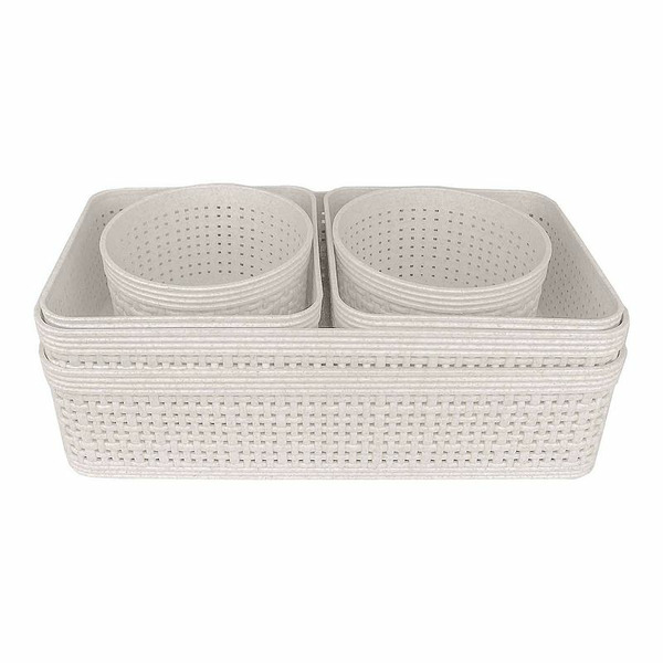 Belle Maison Faux Basketweave Storage Basket 6-piece Set, Linen
