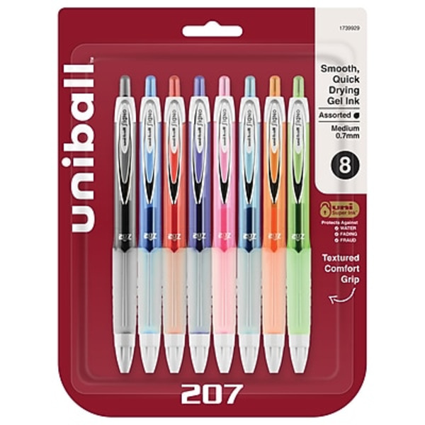 Uni-ball 1739929 Medium Point Assorted Ink Signo 207 Retractable Gel Pens