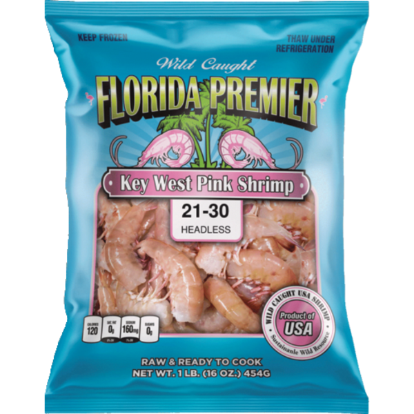 Florida Premier Wild Key West Raw Pink Shrimp 21/30 Count Same-Day