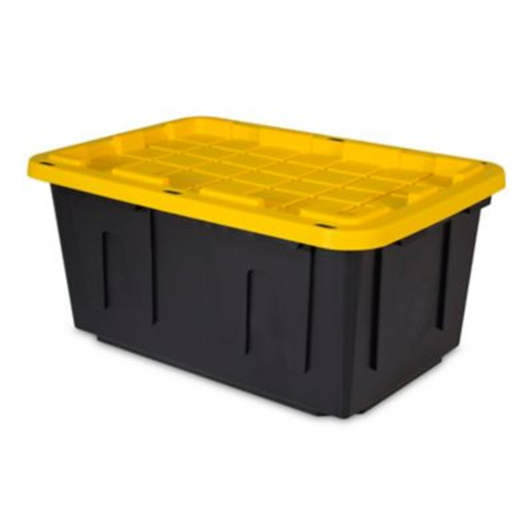 Tough Box 27 gal. Heavy-Duty Tote with Lid, Black/Yellow