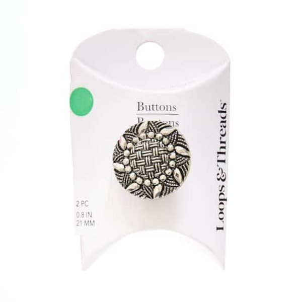 Loops & Threads Vintage Silver Round Shank Buttons