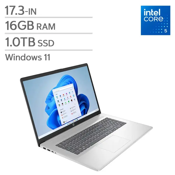 HP Intel Core 5 120U, 16GB RAM & 1 TB SSD 17.3 in Touchscreen Laptop
