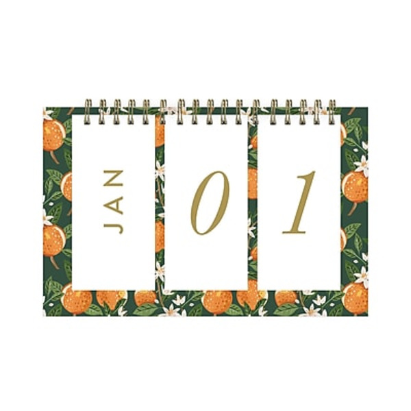Blue Sky Oranges Undated Perpetual Calendar, 7 x 4.5 in - Green
