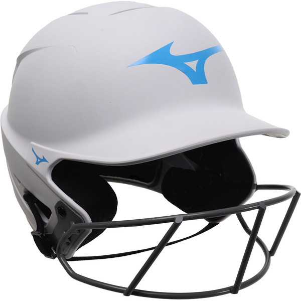 Mizuno F6 Softball Batting Helmet, S/M - White & Light Blue