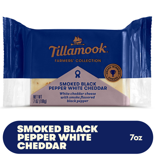 Tillamook Farmers' Collection Smoked Black Pepper White Cheddar Cheese Block, 7oz