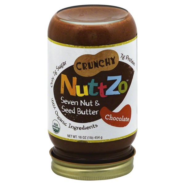 NuttZo Organic, Seven Nut & Seed Butter, Chocolate, Crunchy, Jar (16 oz