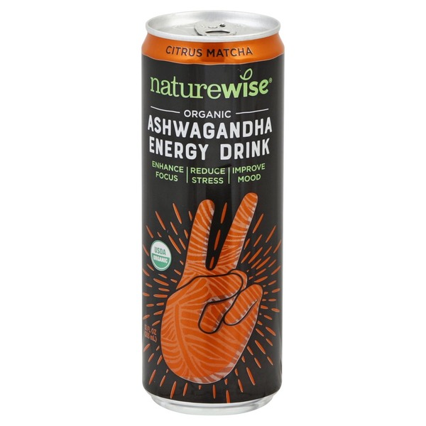 Naturewise Ashwagandha Energy Drink, Organic, Citrus Matcha (12 oz