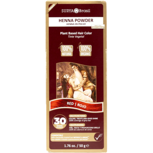 Surya Brasil Organic Red Henna Powder Plant Based Hair Color Same