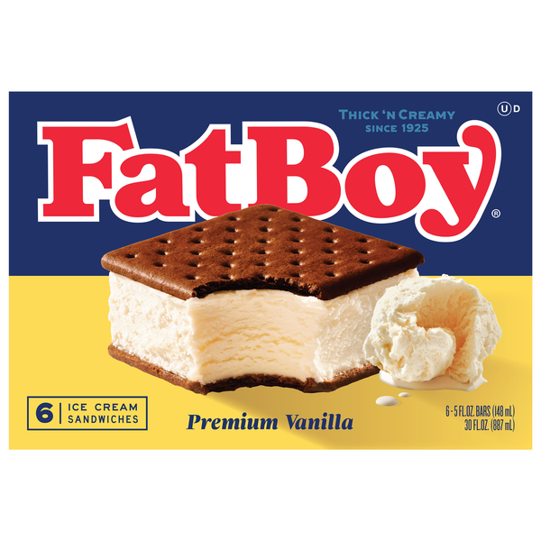 FatBoy Ice Cream Sandwiches, Premium Vanilla Same-Day Delivery or