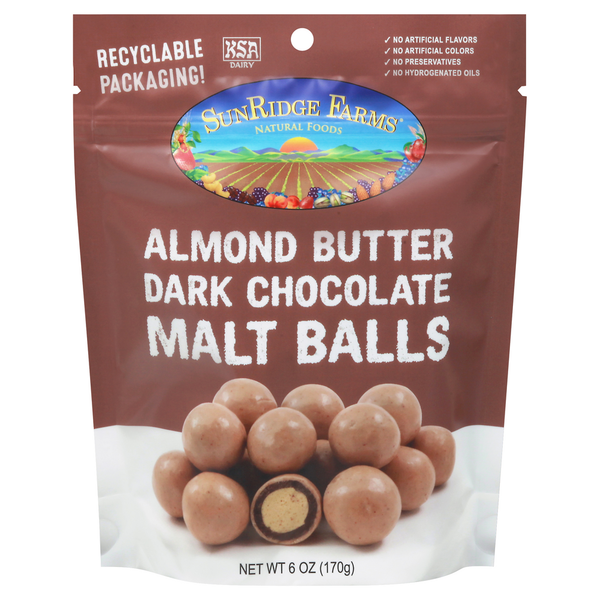 SunRidge Farms Malt Balls, Almond Butter Dark Chocolate